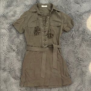 Capulet Olive Green Lace-Up Mini Dress